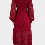 Vestido Midi Jovie con Encaje Bordado y Cuello Alto