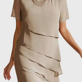 Vestido Mia de Chiffon y Algodón con Flecos