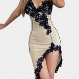 Vestido Midi de Panel de Encaje Asimétrico Diana