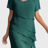 Vestido Mia de Chiffon y Algodón con Flecos