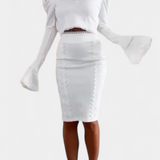 Conjunto de Top Corto de Encaje Elegante Minerva y Falda de Cintura Alta