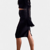 Conjunto de Top Corto de Encaje Elegante Minerva y Falda de Cintura Alta