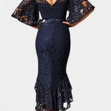 Vestido Midi de Encaje Veronika con Escote en Forma de Corazón