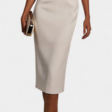 Vestido Midi Reece con Perlas y Cuello Redondo