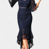 Vestido Midi de Encaje Veronika con Escote en Forma de Corazón