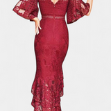 Vestido Midi de Encaje Veronika con Escote en Forma de Corazón