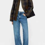 Chaqueta Ausra de Corte Recto con Patrón de Cuadros