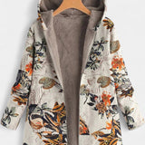 Abrigo Floral de Invierno de Abril con Capucha