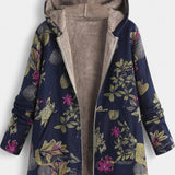 Abrigo Floral de Invierno de Abril con Capucha